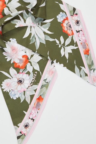 Bandeau en soie Marcia - Kaki et rose