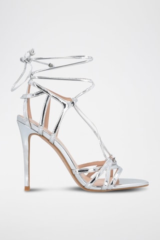 Sandales à talons vernies - Argenté