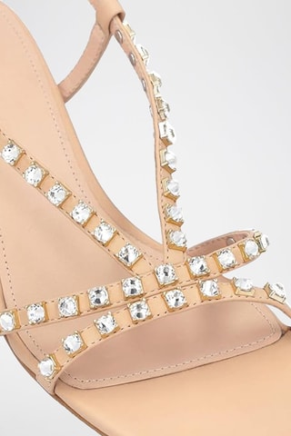 Sandales à talons en cuir de chèvre - Nude