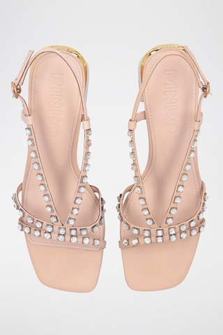 Sandales à talons en cuir de chèvre - Nude