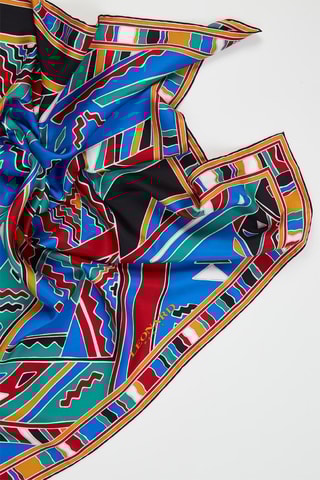 Carré en soie Ken - Noir et rouge