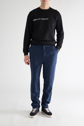 Pantalon regular en lin Rome - Bleu marine
