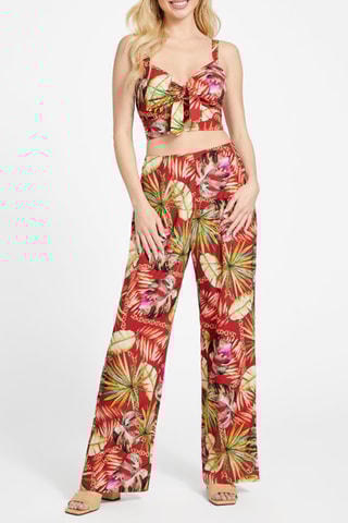 Pantalon palazzo taille haute - Rouge