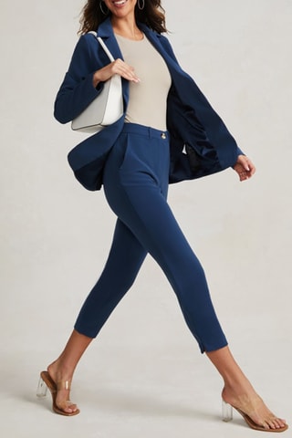 Pantalon regular 7/8 - Bleu