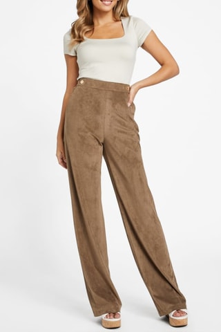 Pantalon taille haute - Marron