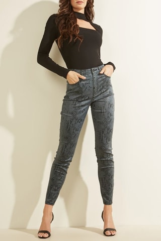 Pantalon skinny taille haute Gris clair