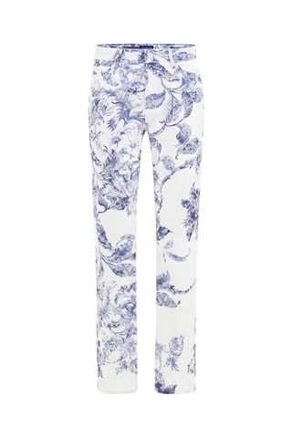 Pantalon droit taille haute - Blanc et bleu roi