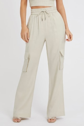 Pantalon cargo taille haute - Beige