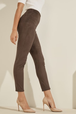 Pantalon slim 7/8 taille haute - Marron foncé