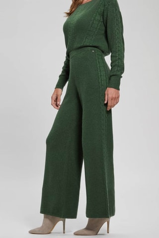 Pantalon palazzo taille haute - Vert foncé