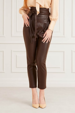 Pantalon regular 7/8 taille haute - Marron foncé