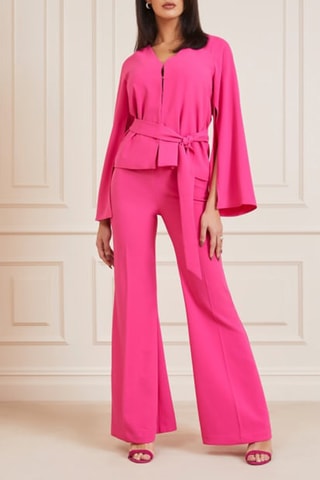 Pantalon wide legs taille haute - Fuchsia