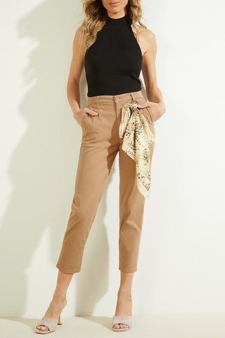 Pantalon slim 7/8 taille haute - Beige