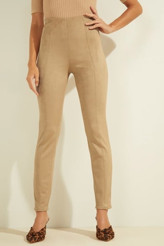 Pantalon slim taille haute - Marron clair