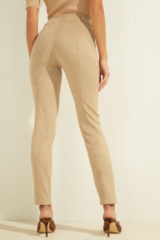 Pantalon slim taille haute - Marron clair