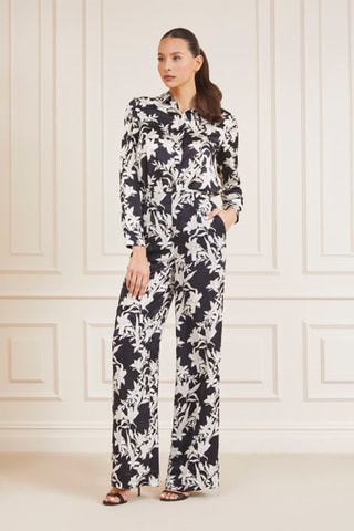 Pantalon wide legs taille haute Sunburst - Noir et blanc