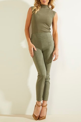 Pantalon slim taille haute Kaki