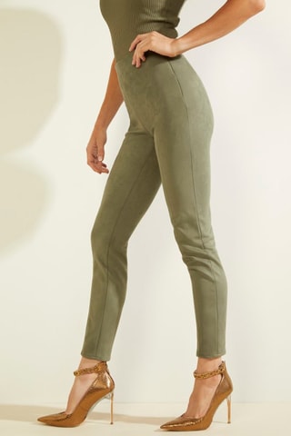 Pantalon slim taille haute Kaki