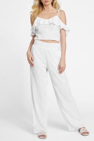 Pantalon palazzo taille haute - Blanc