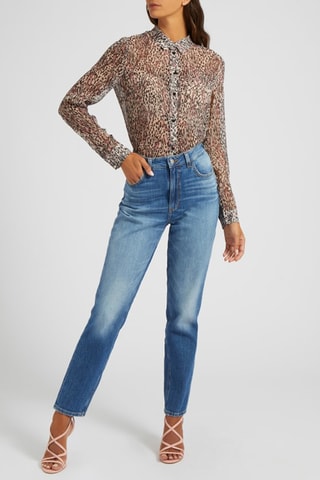 Jean mom taille haute - Bleu