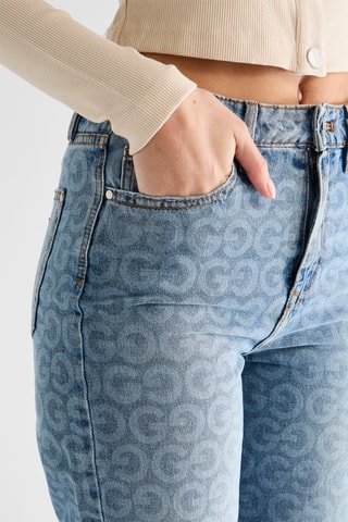 Jean straight taille haute - Ciel