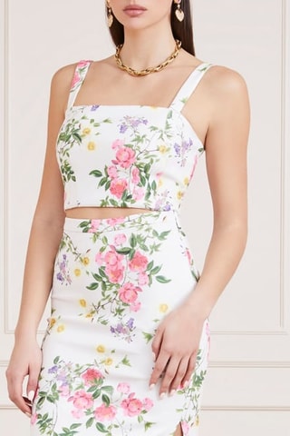 Crop top - Ecru et vert foncé