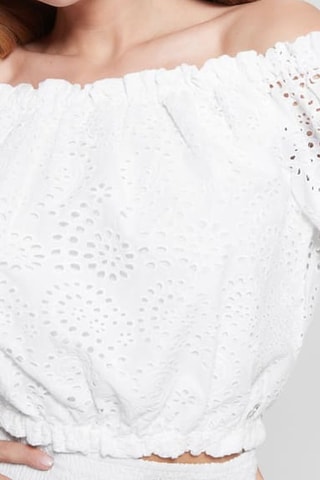 Top en broderie anglaise - Blanc
