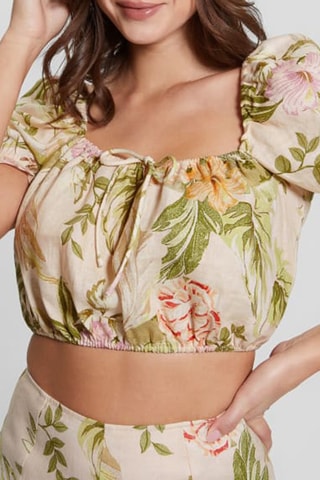 Crop top en lin - Beige