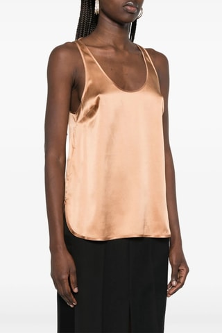 Top en soie - Marron clair