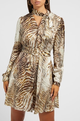 Robe chemise - Marron et écru