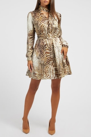 Robe chemise - Marron et écru