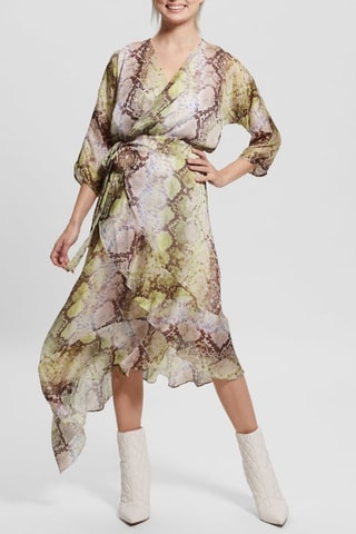 Robe portefeuille - Marron et vert clair