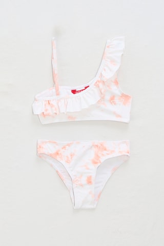 Maillot 2 pièces tie and dye - Blanc et corail