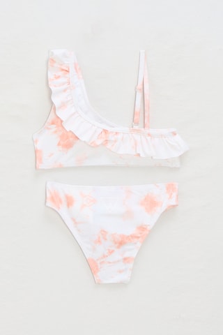 Maillot 2 pièces tie and dye - Blanc et corail
