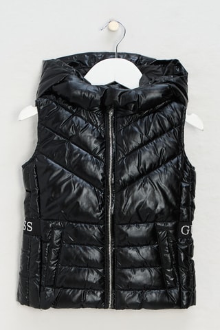 Doudoune sans manches à capuche Metallic logo - Noir