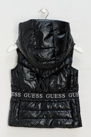 Doudoune sans manches à capuche Metallic logo - Noir