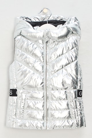 Doudoune sans manches à capuche Metallic logo - Argenté