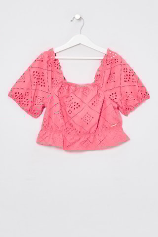 Blouse en broderie anglaise - Rose