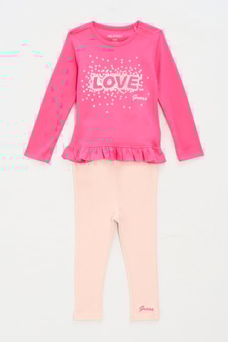 T-shirt et legging - Fuchsia et écru