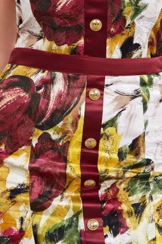 Jupe fourreau Autumn Garden - Blanc et bordeaux