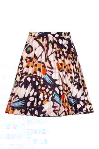 Jupe plissée Ecru et bleu foncé