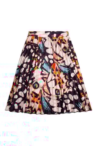 Jupe plissée Ecru et bleu foncé