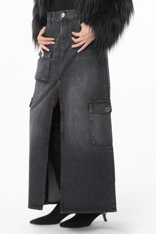 Jupe cargo en jean - Gris