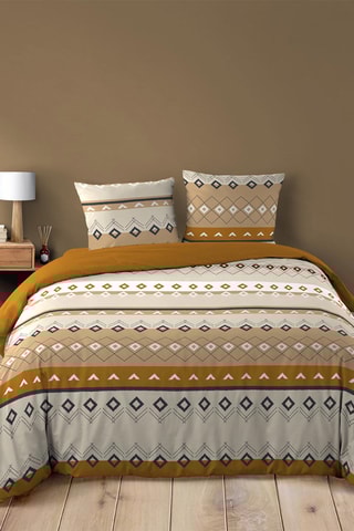 Parure de couette Xena en coton 42 fils/cm² - Marron et noir