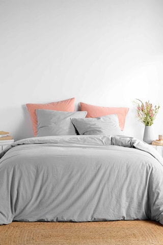 Parure de couette en coton 57 fils/cm² Linette - Gris