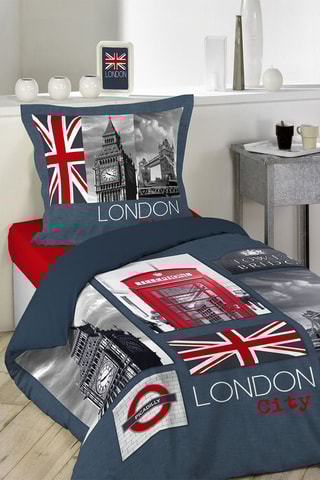 Parure de couette en coton - 42 fils/cm² City London - Gris