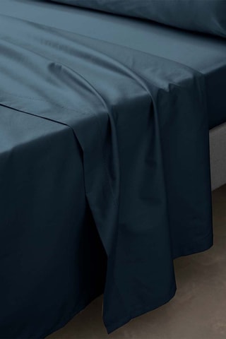 Drap plat en percale de coton 78 fils/cm² Percaline - Bleu nuit