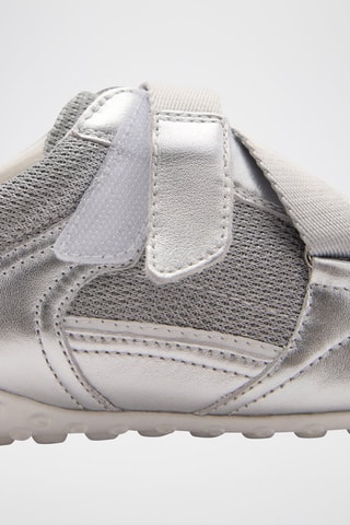 Tennis toile cuir - Argenté