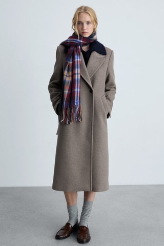 Echarpe à carreaux avec franges - Bleu