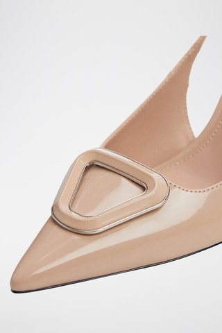 Chaussures vernies ouvertes à l'arrière - Rose poudré